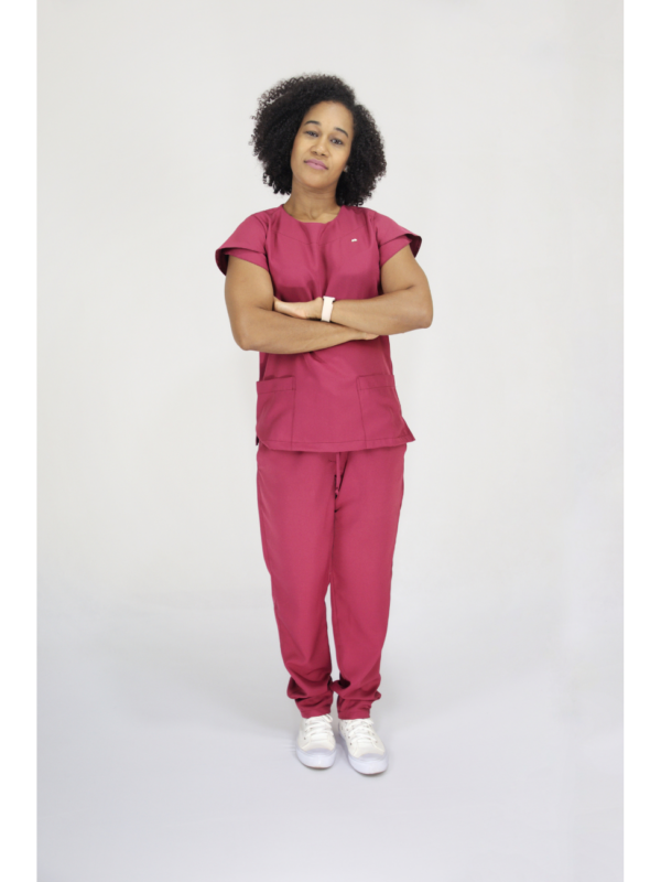  Scrub Feminino Ruth - Gabardine - Borgonha - Image 3