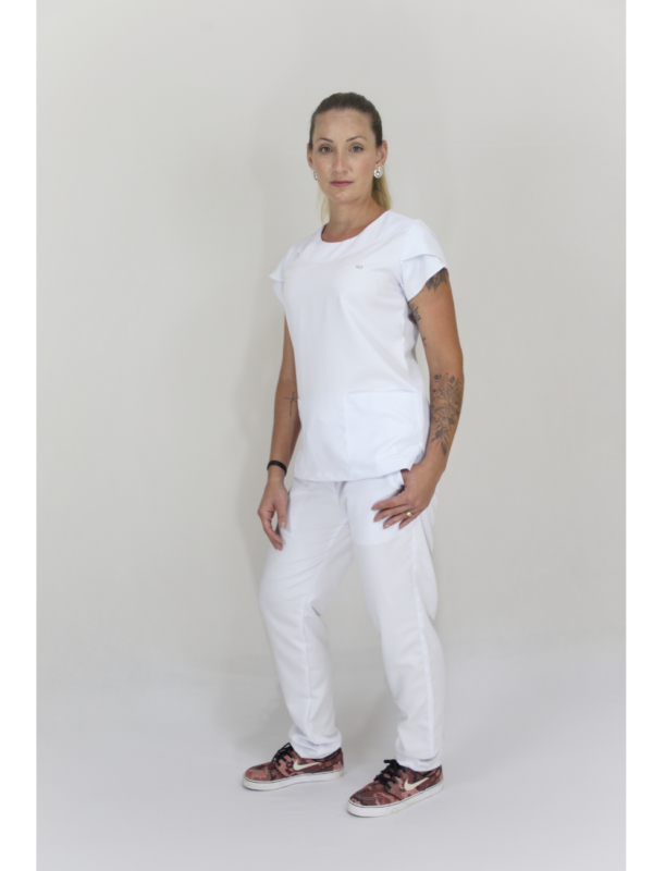  Scrub Feminino Ruth - Gabardine - Branco - Image 3