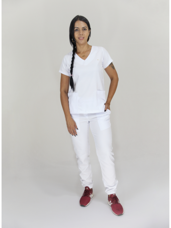  Scrub Feminino V10 - Gabardine - Branco - Image 4