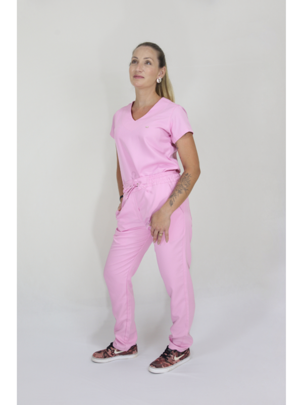 Scrub Feminino V10 - Gabardine - Rosa Chiclete - Image 7