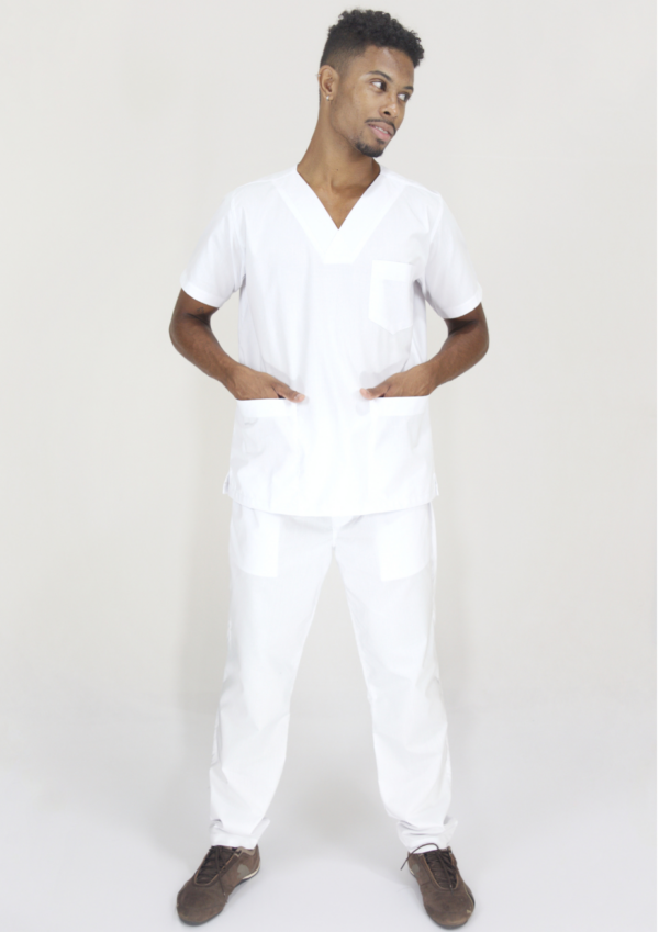 Scrub Masculino V1 - Tricoline - Branco - Image 7