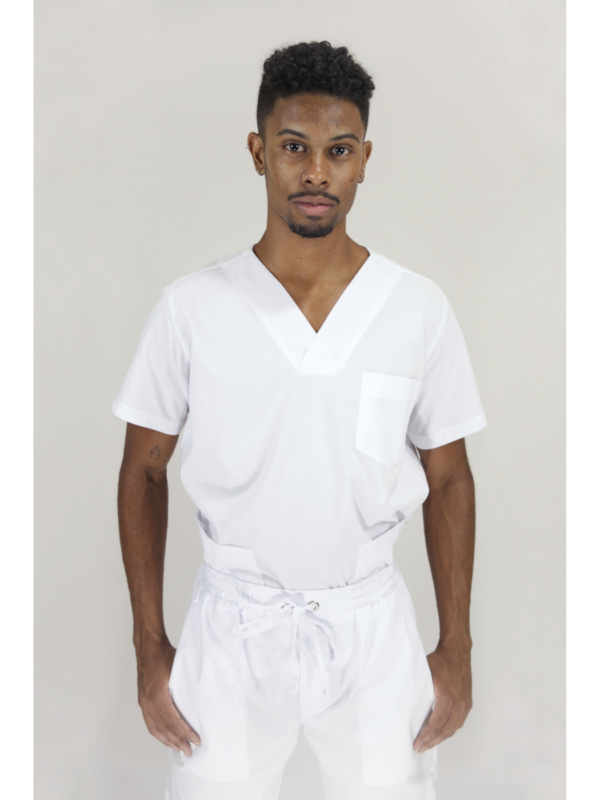 Scrub Masculino V1 - Tricoline - Branco - Image 8