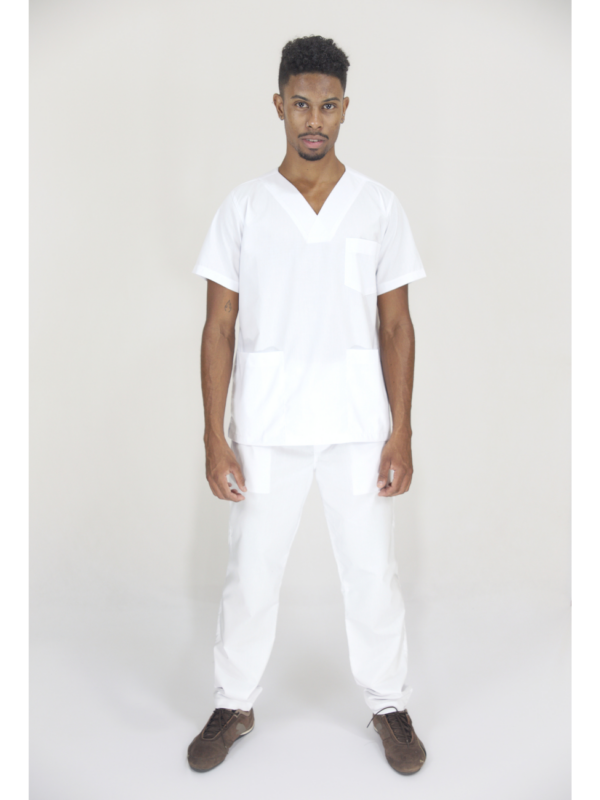 Scrub Masculino V1 - Tricoline - Branco - Image 4