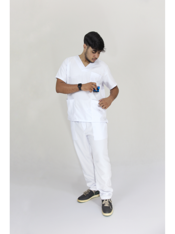 Scrub Masculino V1 - Gabardine - Branco - Image 3
