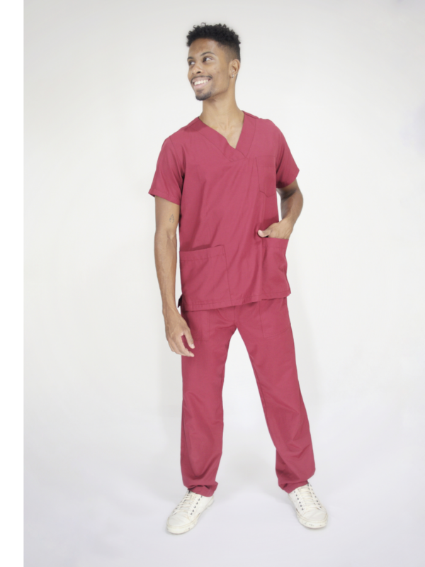 Scrub Masculino V1 - Tricoline - Marsala - Image 4