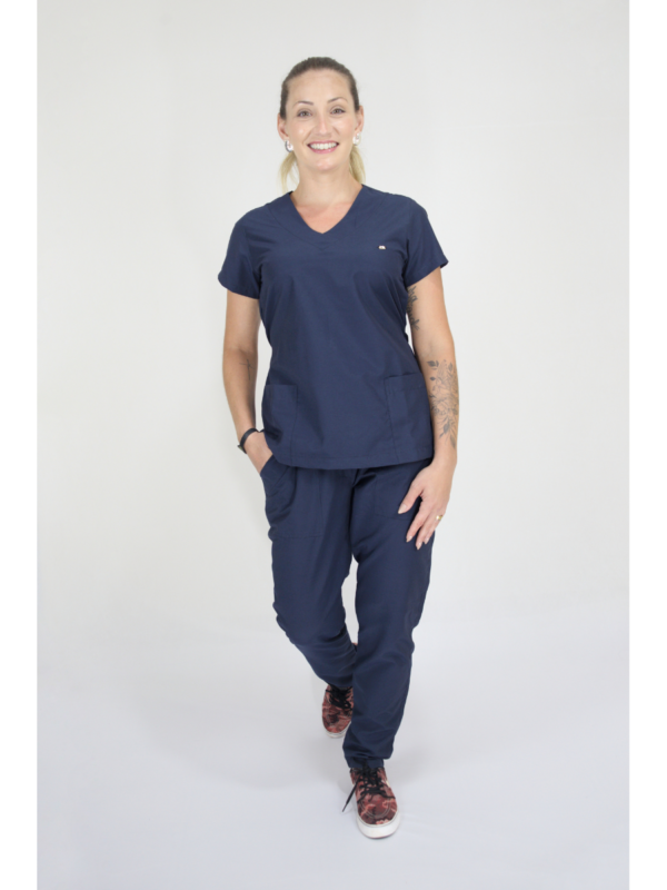  Scrub Feminino V30 Amarradinho- Tricoline - Azul Marinho - Image 5