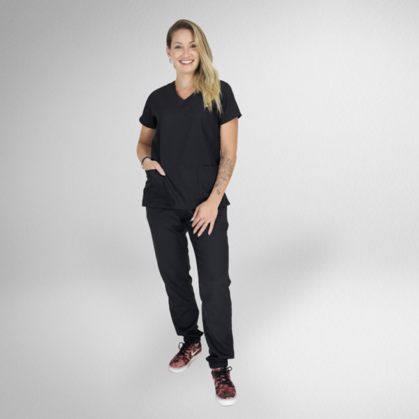  Scrub Feminino V10 - Gabardine - Preto
