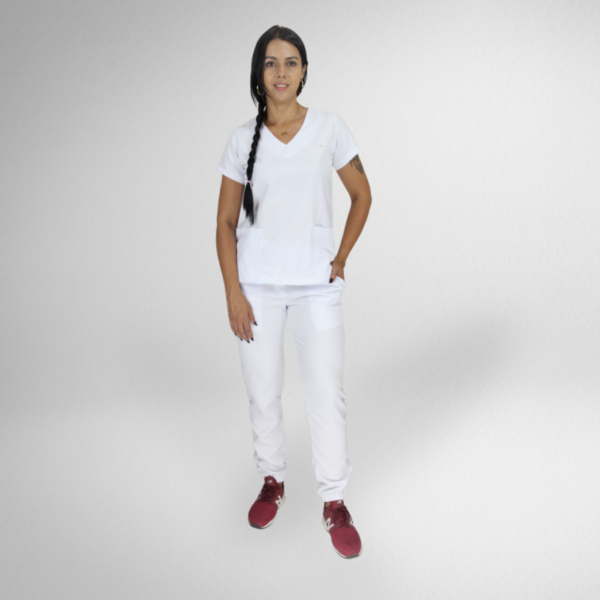  Scrub Feminino V10 - Gabardine - Branco